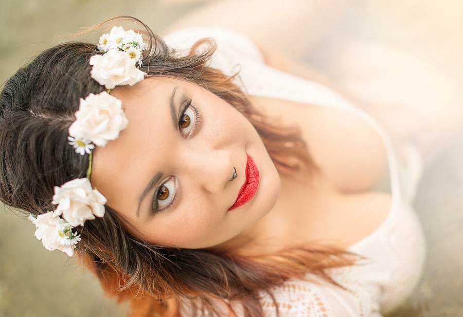 Portrait with a Floral Wreath in the hair